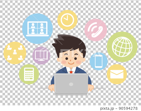 商務形象遠程工作在線商務圖標 商務形象遠程工作在線商務圖標 90594278