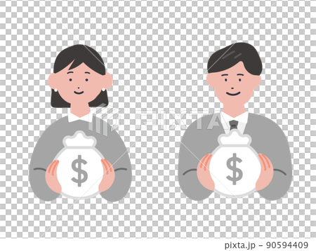 拿著美元袋子的商務人士的插圖 90594409