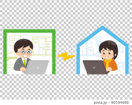 リモートワーク　テレワーク　在宅勤務 90594986