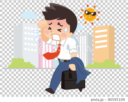 オフィス街を歩く営業マン 熱中症 オフィス街を歩く営業マン 熱中症 90595109