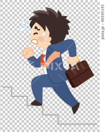 階段を駆け上るビジネスマン　遅刻 90595145