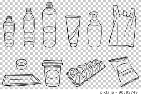 プラスチックゴミ　イラスト　1色 90595749