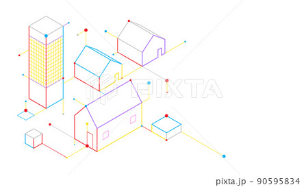 Digital geometric tech building elements abstract background 90595834