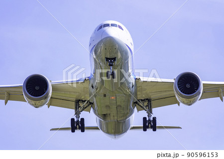 着陸する飛行機  ボーイング787 90596153