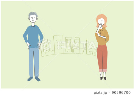 社会問題などについて考える男性と女性のイラスト 社会問題などについて考える男性と女性のイラスト 90596700