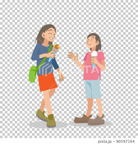 Children walking while eating ice cream 90597164