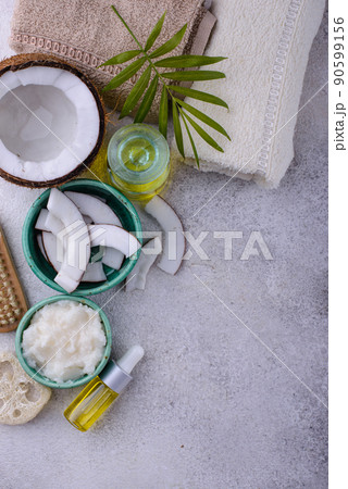 Fresh coconut butter. Natural cosmetic Fresh coconut butter. Natural cosmetic 90599156