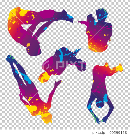Trampoline silhouette colorful Trampoline silhouette colorful 90599158