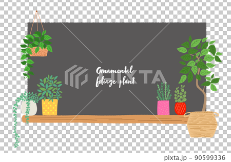 觀葉植物和黑板的插圖 90599336