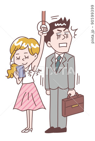 電車内でワキの処理あとが気になる女性 電車内でワキの処理あとが気になる女性 90599399