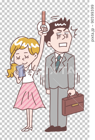 電車内でワキの処理あとが気になる女性 電車内でワキの処理あとが気になる女性 90599399