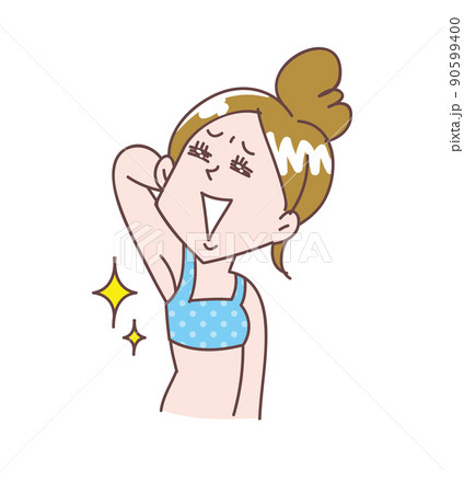 ムダ毛が処理されて臭いもなく喜ぶ女性 ムダ毛が処理されて臭いもなく喜ぶ女性 90599400