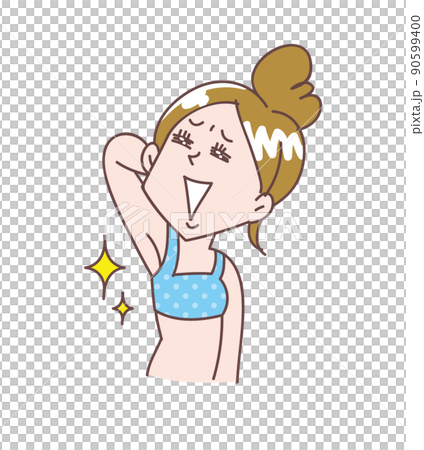 ムダ毛が処理されて臭いもなく喜ぶ女性 ムダ毛が処理されて臭いもなく喜ぶ女性 90599400