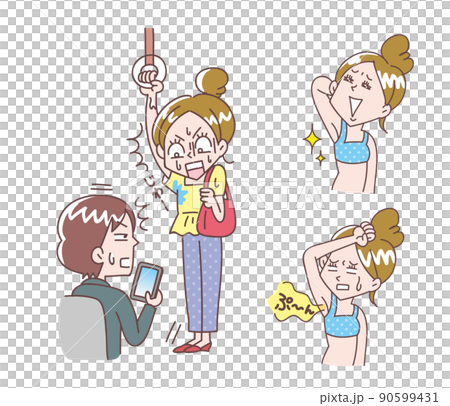 Summer armpit trouble set illustration Summer armpit trouble set illustration 90599431