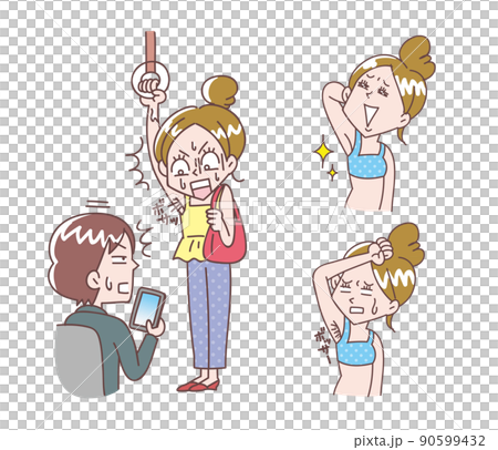 夏のワキの悩みセットイラスト 90599432