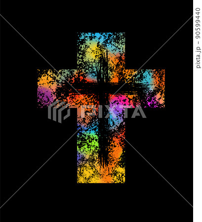 Multicolored religious cross. Happy easter. Vector illustration 90599440