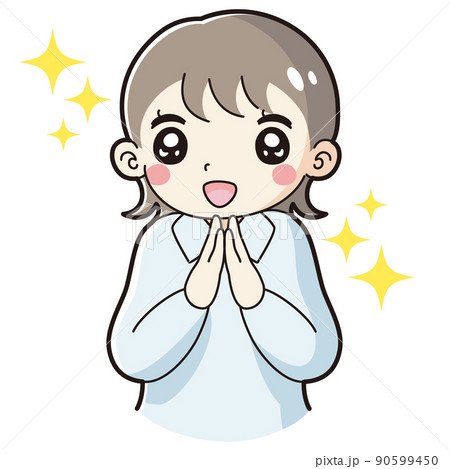 ときめく女性のイラスト(シャツ着用) ときめく女性のイラスト(シャツ着用) 90599450