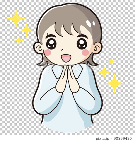 ときめく女性のイラスト(シャツ着用) ときめく女性のイラスト(シャツ着用) 90599450