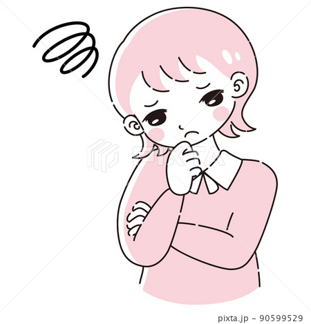 腕を組んで悩む女性のイラスト 腕を組んで悩む女性のイラスト 90599529