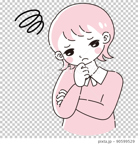 Illustration of a woman worried with her arms crossed 90599529