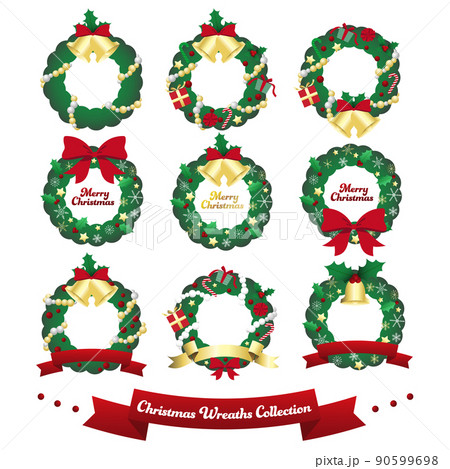 クリスマスリースのイラスト素材セット 90599698