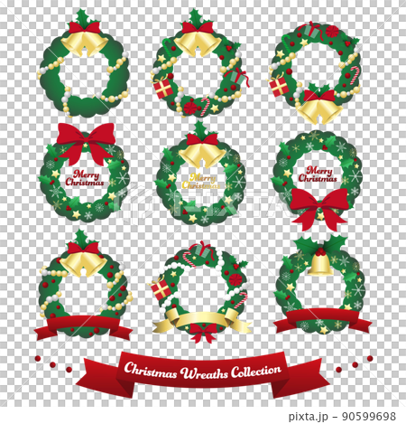 クリスマスリースのイラスト素材セット 90599698