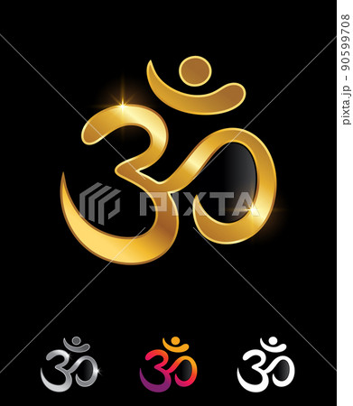 Golden Aum Om Symbol Vector Sign 90599708