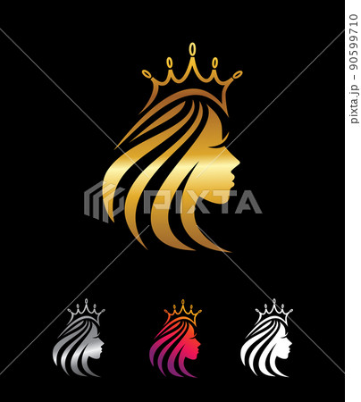 Golden Crown and Beauty Vector Sign 90599710