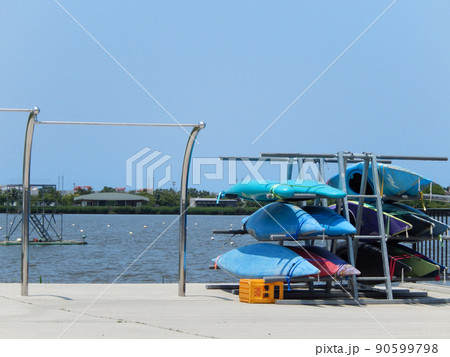 木場潟カヌー競技場に保管しているボート｜石川県小松市 90599798