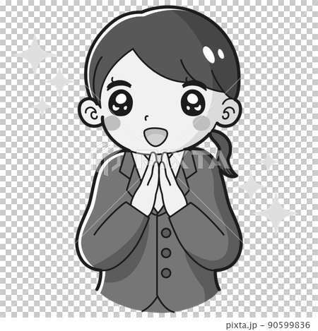 Illustration of a throbbing woman in a suit (black and white) 90599836