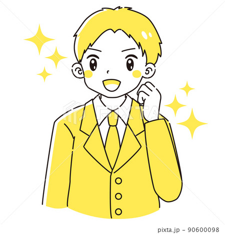 ガッツポーズをするスーツを着た男性のイラスト ガッツポーズをするスーツを着た男性のイラスト 90600098