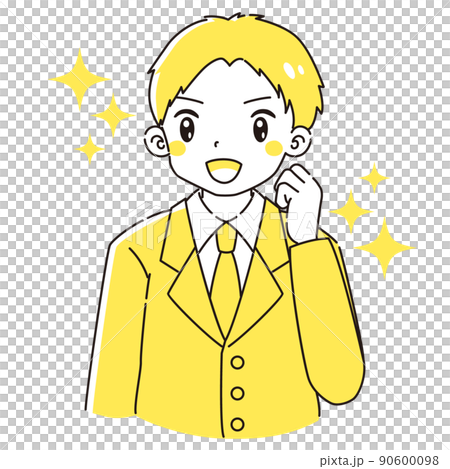 ガッツポーズをするスーツを着た男性のイラスト ガッツポーズをするスーツを着た男性のイラスト 90600098