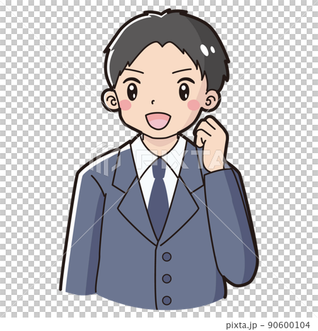 ガッツポーズをするスーツを着た男性のイラスト ガッツポーズをするスーツを着た男性のイラスト 90600104