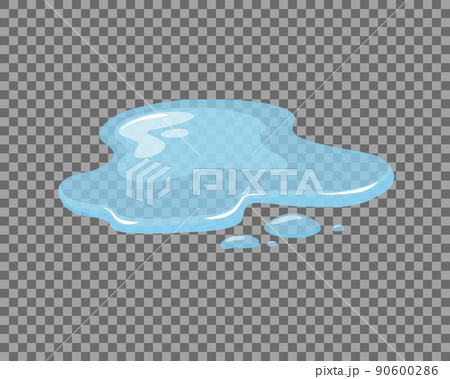 Water spill, puddle on a isolated transparent background. Blue autumn natural liquid on the ground. Clean water. Vector illustration.  90600286