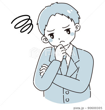 考え事をしているスーツを着た男性のイラスト 90600305