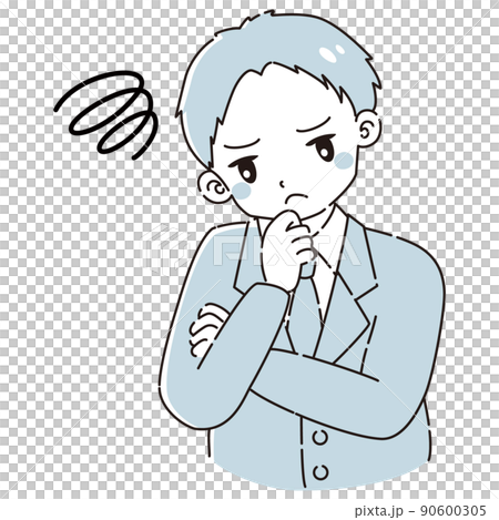 考え事をしているスーツを着た男性のイラスト 90600305