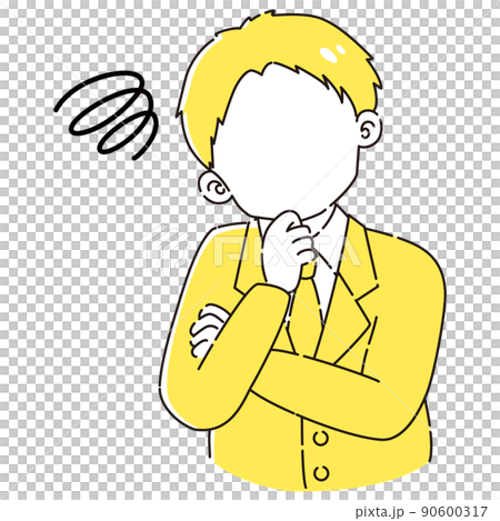 考え事をしているスーツを着た男性のイラストのイラスト素材 [90600317] - PIXTA