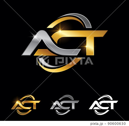 Golden and silver Monogram Letter ACT Sign 90600630