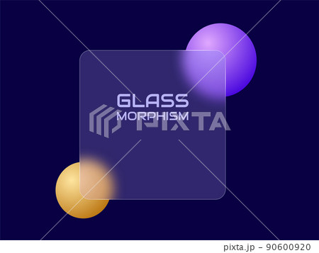 Transparent frame in glass morphism style. Place for your texts. Vector illustration. 90600920