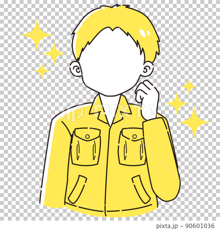 Illustration of a man in work clothes holding a fist Illustration of a man in work clothes holding a fist 90601036