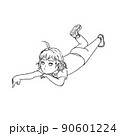 元気いっぱいのかわいい忍者風の妖精、女の子　色なし 90601224