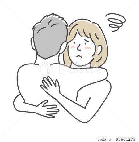 裸で抱き合う男女 上半身 (SEX ・セックス・性行為) / ガッカリ・困る 90601275