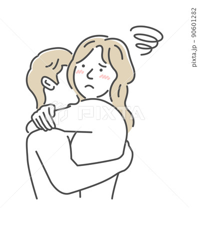 裸で抱き合う男女 上半身 (SEX ・セックス・性行為) / ガッカリ・困る 90601282