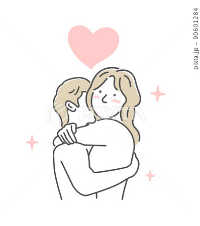 裸で抱き合う男女 上半身 (SEX ・セックス・性行為) / 喜び・幸せ・充足感・愛情 90601284