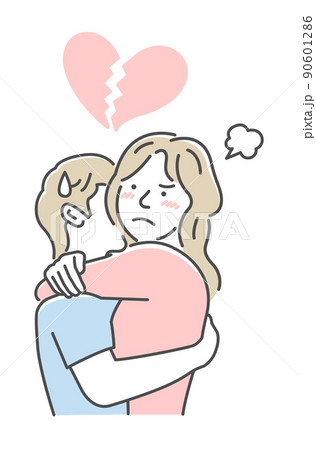 抱き合う若い男女 上半身 ベクターイラスト / 怒る・ケンカ・失望 抱き合う若い男女 上半身 ベクターイラスト / 怒る・ケンカ・失望 90601286