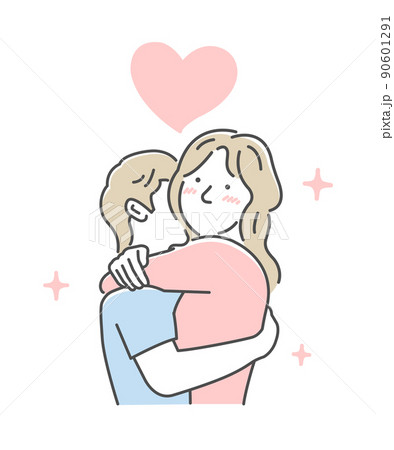 抱き合う若い男女 上半身 ベクターイラスト / 喜び・幸せ・充足感・愛情 抱き合う若い男女 上半身 ベクターイラスト / 喜び・幸せ・充足感・愛情 90601291