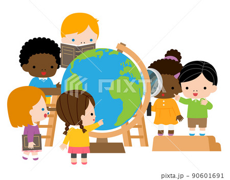 地球儀を調べる子供達 地球儀を調べる子供達 90601691