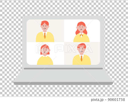 パソコンでオンライン会議をするビジネスパーソンのイラスト 90601738