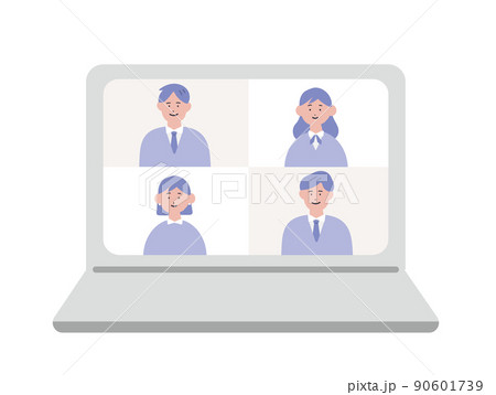 パソコンでオンライン会議をするビジネスパーソンのイラスト 90601739