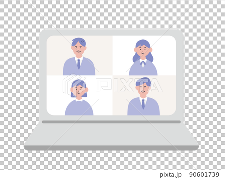 パソコンでオンライン会議をするビジネスパーソンのイラスト 90601739